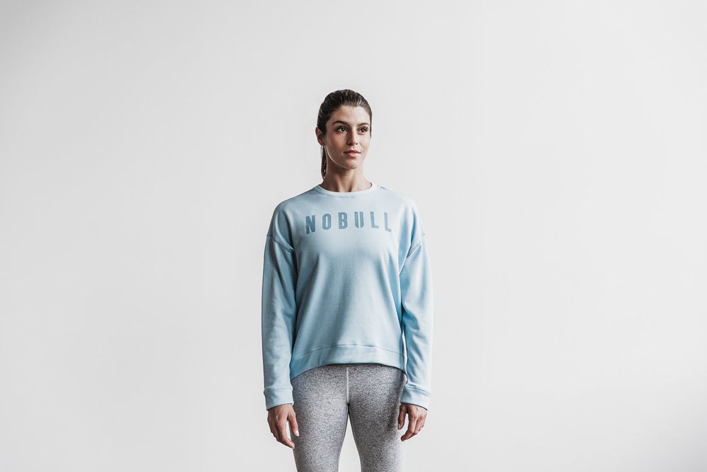 NOBULL Crew Sweatshirts Bayan - Mavi - Turkiye (GAO-037869)